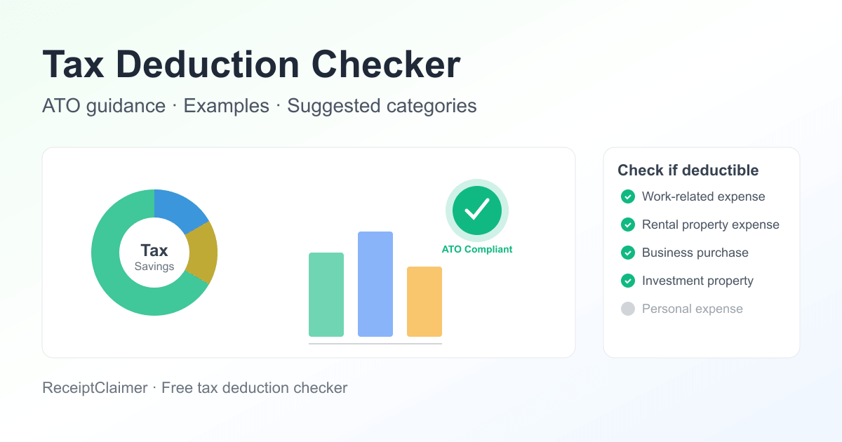 Tax Deduction Checker — ATO Eligibility | ReceiptClaimer